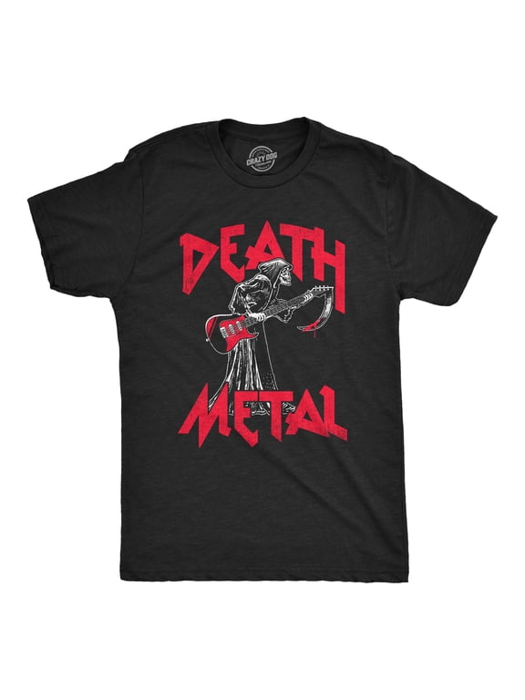 Mens Death Metal T Shirt Funny Brutal Grim Reaper Bloody Guitar Tee for Guys Graphic Tees