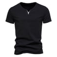 thumbnail image 1 of Mens Deep V Neck Short Sleeved T Shirt Cotton Elastic Bottoming Shirt Small Stand Up Collar In Summer, 1 of 3