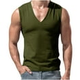 thumbnail image 1 of Mens Deep V Neck Tank Tops, Stretch Muscle Gym Workout Sleeveless Slim Fit Low Cut Tank Tops for Summer Beach, 1 of 6