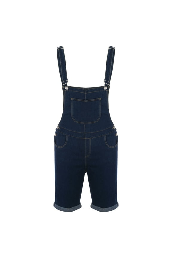 Mens Denim Bib Overall Shorts Above Knee Length Shortalls Jean Rompers Loose Fit Summer Walk Shorts Adjustable Strap Jumpsuit
