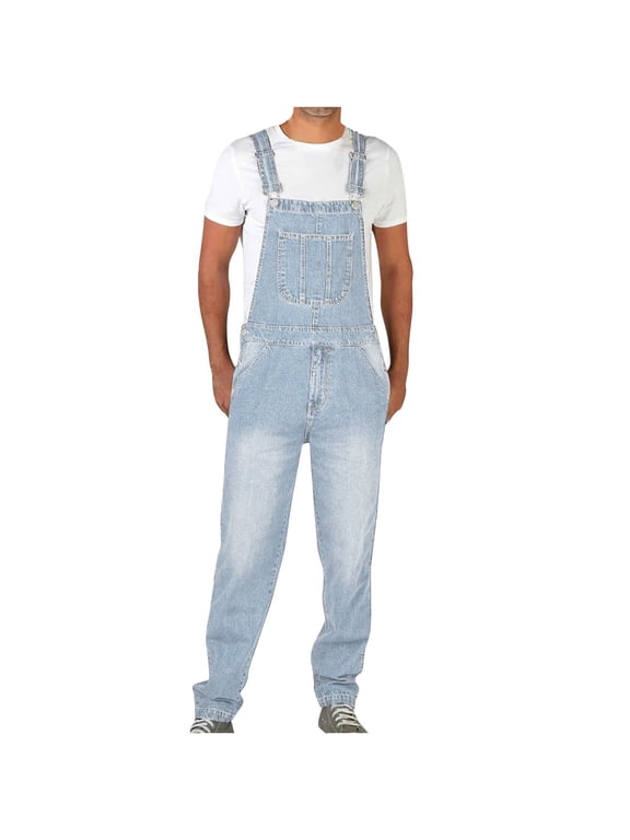 Mens Denim Bib Overalls, Men's Regular Fit Overall Flex Workwear with Adjustable Straps and Convenient Tool Pockets Light Blue M