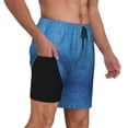 thumbnail image 1 of Mens Denim Blue Swimming Trunks with Compression Liner Beach Quick Dry Swim Shorts, 1 of 6