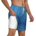 thumbnail image 1 of Mens Denim Blue Swimming Trunks with Compression Liner Beach Quick Dry Swim Shorts, 1 of 6