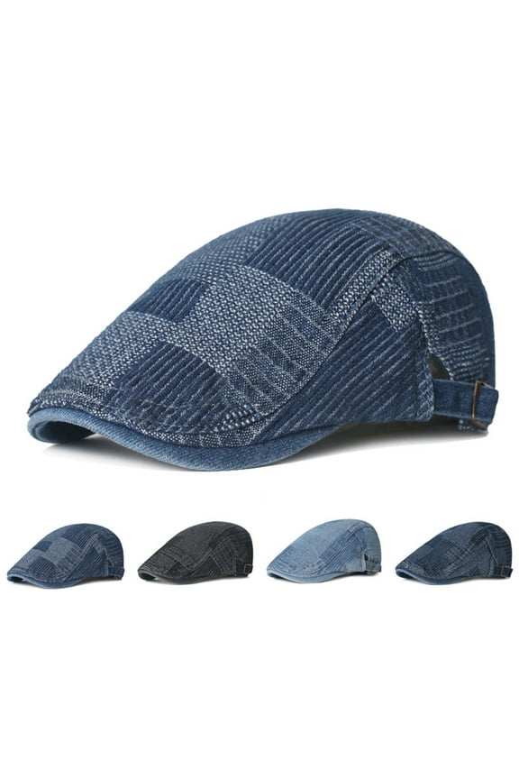 Mens Denim Cotton Newsboy Cap Ivy Gatsby Driving Hunting Cabbie Hats