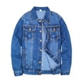 thumbnail image 1 of Mens Denim Jacket Qiggri Men's Jackets Casual Slim Denim Jacket Long Sleeve Lapel Denim Jacket, 1 of 8