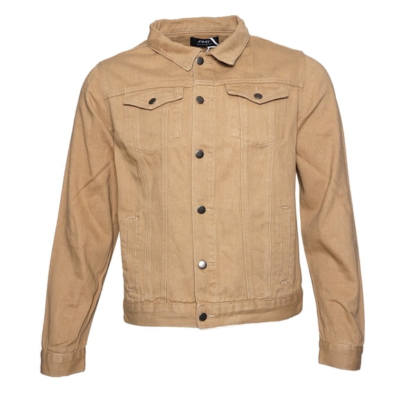 Mens Denim Jean Jacket Button Up Slim Fit Premium Cotton Tan 3XL