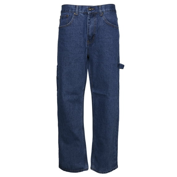 Mens Denim Jeans Pants Premium Cotton Straight Leg Fit CA8929 Stone Wash 36x32