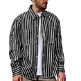thumbnail image 1 of Mens Denim Shirt Long Sleeve Loose Fit Jean Work Shirt for Men Button Down Causal Striped Denim Shirts with 2 Pocket Size 3XL Black, 1 of 9