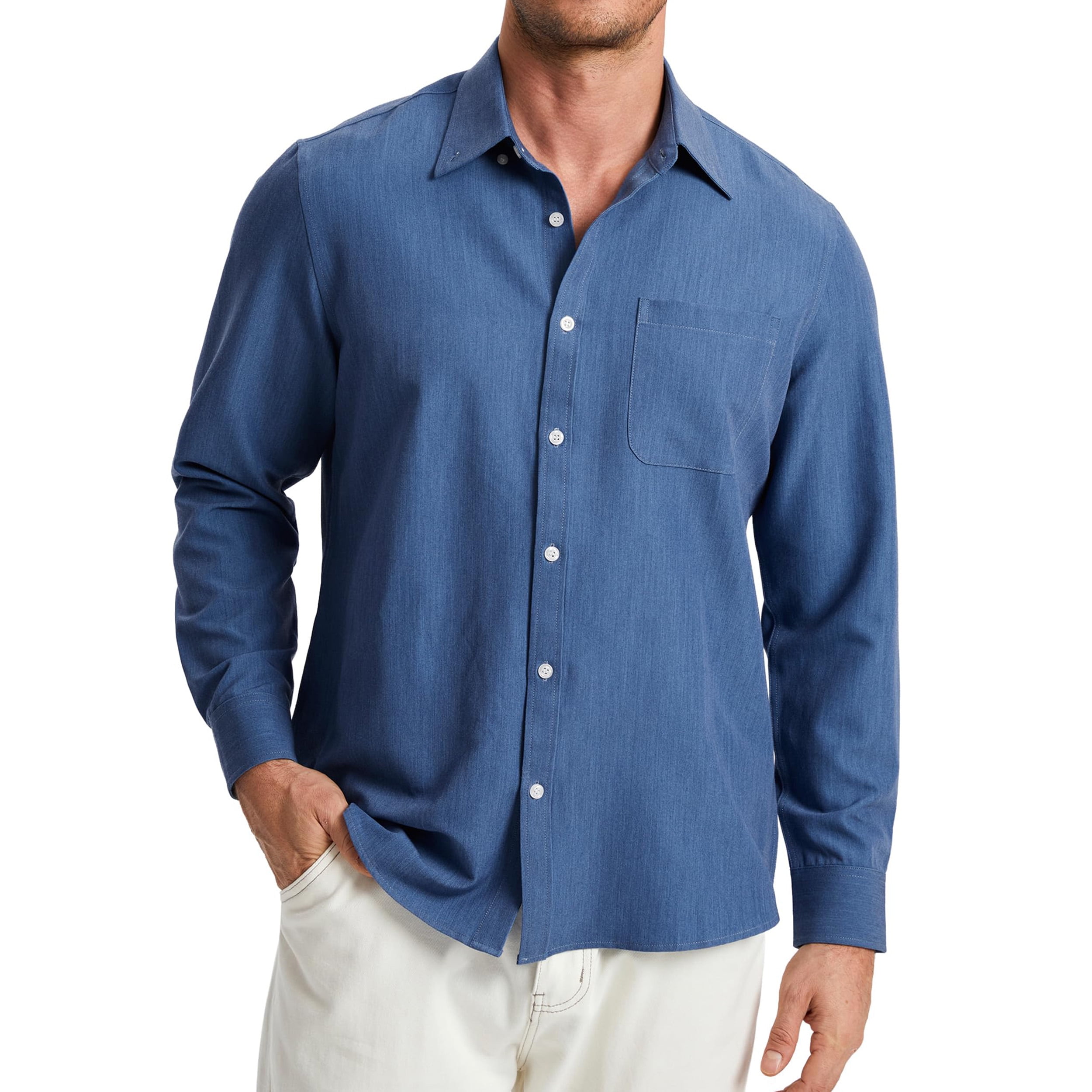 Blue Casual Long Sleeve Western Cowboy Shirt 43544 main image 1