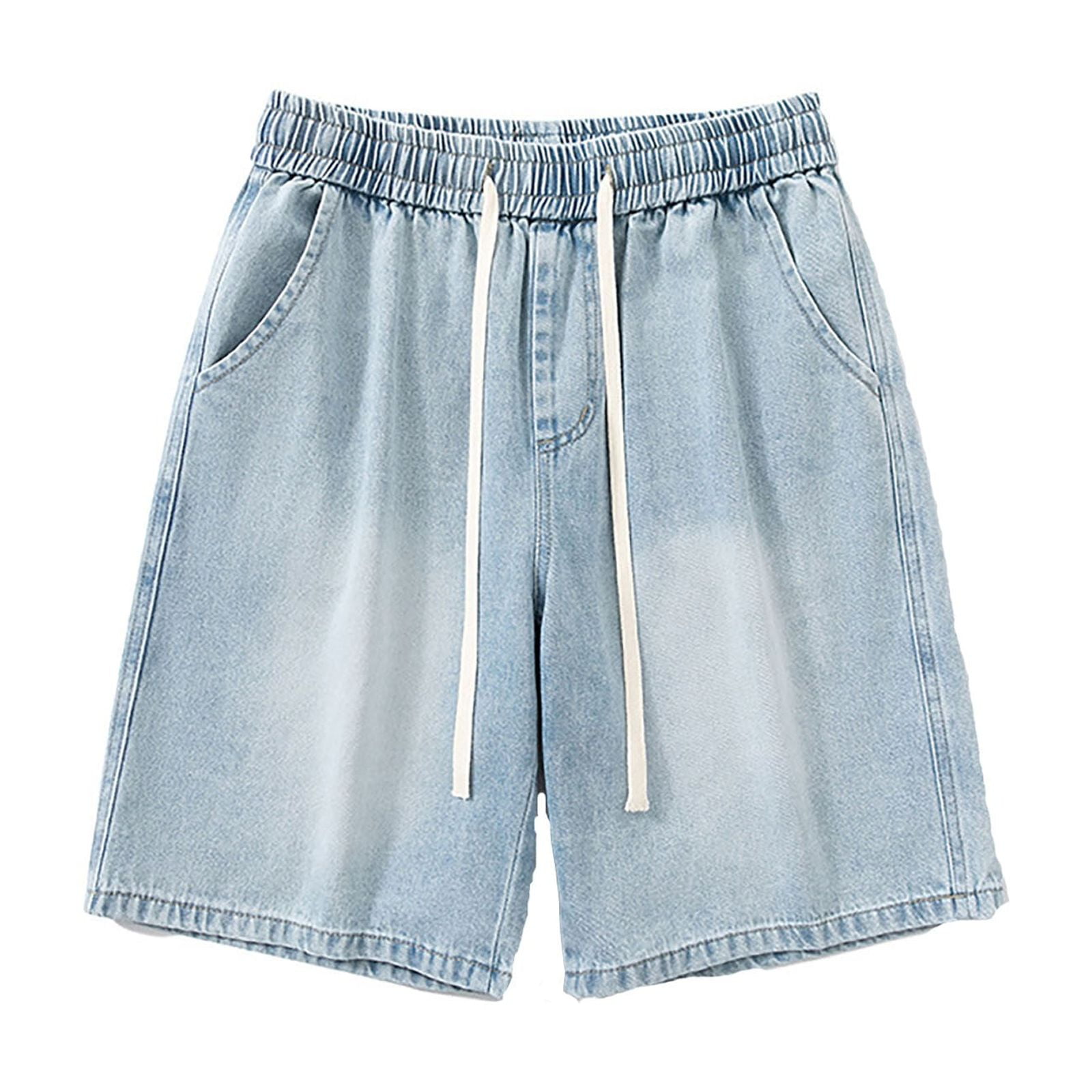 Mens Denim Shorts Elastic Waist Short Jeans Summer Comfort Dailywear