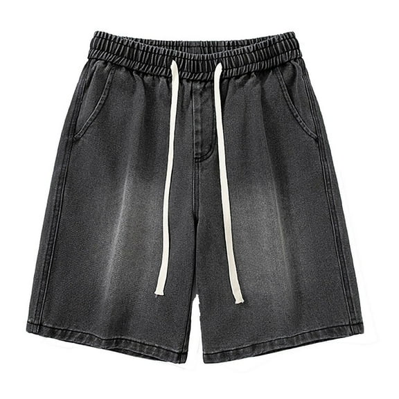 Mens Denim Shorts Elastic Waist Short Jeans Summer Comfort Dailywear Bottoms