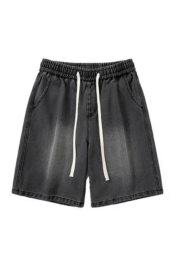 Mens Denim Shorts Elastic Waist Short Jeans Summer Comfort Dailywear Bottoms