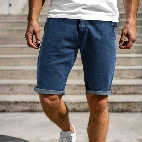 Mens Denim Shorts Summer Casual Solid Fitness Sports Shorts Pants Workout Waisted Distressed Jeans Shorts