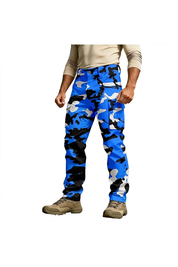 Mens Desert Camo Cargo Pants Adventure Tactical Hiking Rugged Work Pants with Multiple Pockets M