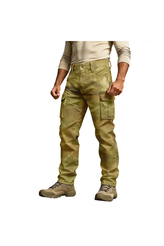 Mens Desert Camo Cargo Pants Tactical Outdoor Hiking Work Pants with Multi Pockets XXXL