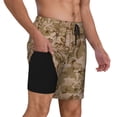 thumbnail image 1 of Mens Desert Camouflage 2 in 1 Quick Dry Swim Trunks with Compression Liner Beach Shorts, 1 of 6