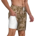 thumbnail image 1 of Mens Desert Camouflage 2 in 1 Quick Dry Swim Trunks with Compression Liner Beach Shorts, 1 of 6