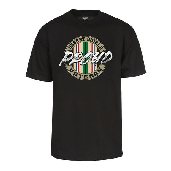 Mens Desert Shield Veteran Circle T-Shirt - US Vet Patriotic Shirt, Black 2XL