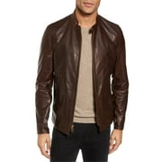 Mens Designer Casual Dark Brown Biker Genuine Real Leather Jacket For Racer SouthBeachLeather 2X-Large