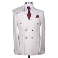 thumbnail image 1 of Mens Designer Modern Fit Double Breasted Wool Suit with Gold Buttons in White, 1 of 1