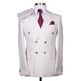 thumbnail image 1 of Mens Designer Modern Fit Double Breasted Wool Suit with Gold Buttons in White, 1 of 1