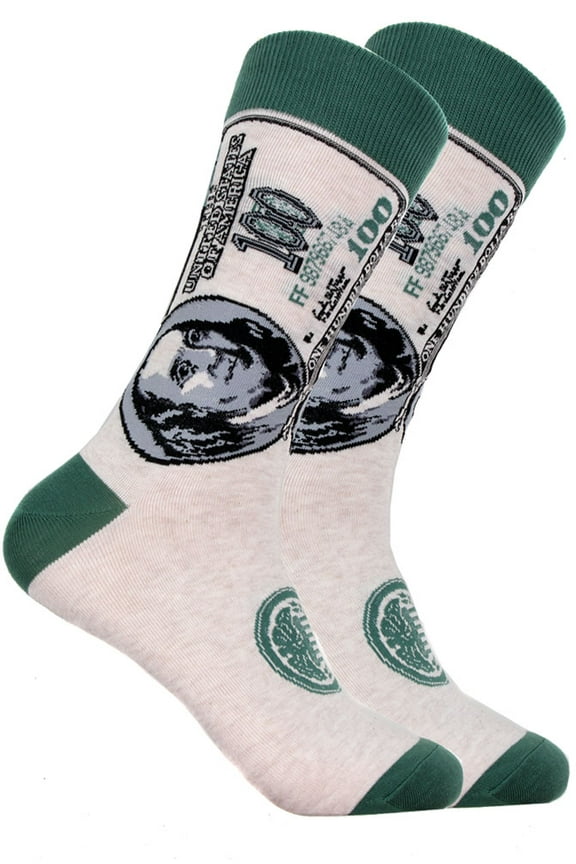 Mens Designer Novelty 100 Dollar Bill Cotton Socks