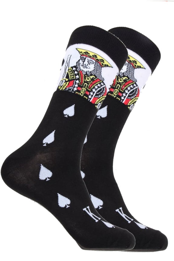 Mens Designer Novelty King of Spades Playing Cards Cotton Socks
