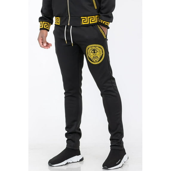 Mens Designer Slim Fit Lion Head Embroidered Track Pant