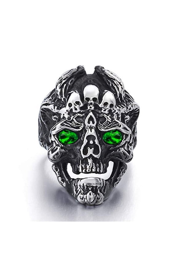 Mens Devil Dragon Head Ring Alloy Electroplated Titanium Steel Ring With Zircon Inlaid Faux Gemstones Biker Ring Punk Rock Ring Jewelry For Men
