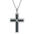 thumbnail image 1 of Mens Diamond Accent Stainless Steel Carbon Fiber Inlay Cross Pendant Necklace, 1 of 5