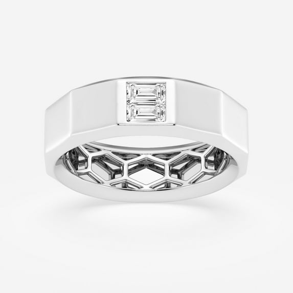 Mens Diamond Engagement Ring, Mens Baguette Cut Diamond Ring, Two Stone Diamond Ring For Men, Channel Set Diamond Wedding Ring, 1.6 Ct Simulated Diamond, 925 Sterling Silver, Ring For Boyfriend