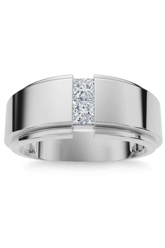 Mens Diamond Engagement Ring, Two Stone Diamond Ring, Mens Channel Set Diamond Wedding Anniversary Ring, 925 Sterling Silver, 1.6 Ct Simulated Diamond, Anniversary Gift Ring For Husband