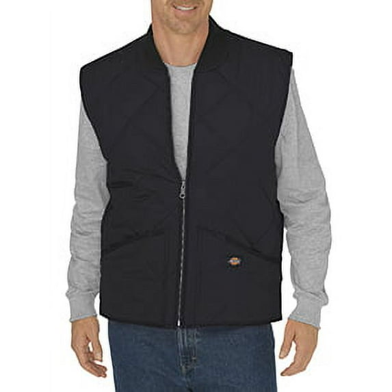 Mens Diamond Quilted Nylon Vest, Black - XXL