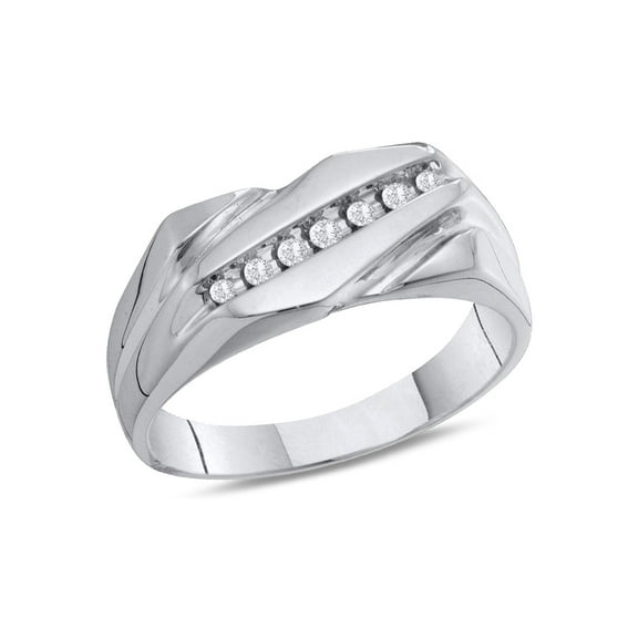 Mens Diamond Wedding Band Ring 1/8 Carat (Ctw H-I, I2-I3) in 10K White Gold