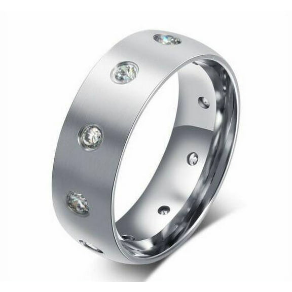 Mens Diamonds Band Ring Stainless Steel Osaka CZ