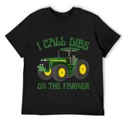 Mens Dibs On The Farmer - Funny Farming T-Shirt Black
