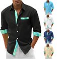 thumbnail image 1 of Mens Digital 3D Printing Style Holiday Seaside Beach Long Sleeved Shirt Top with Color Matching Design Black XL, 1 of 4