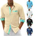 thumbnail image 1 of Mens Digital 3D Printing Style Holiday Seaside Beach Long Sleeved Shirt Top with Color Matching Design Brown XXL, 1 of 4