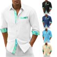 thumbnail image 1 of Mens Digital 3D Printing Style Holiday Seaside Beach Long Sleeved Shirt Top with Color Matching Design White S, 1 of 4