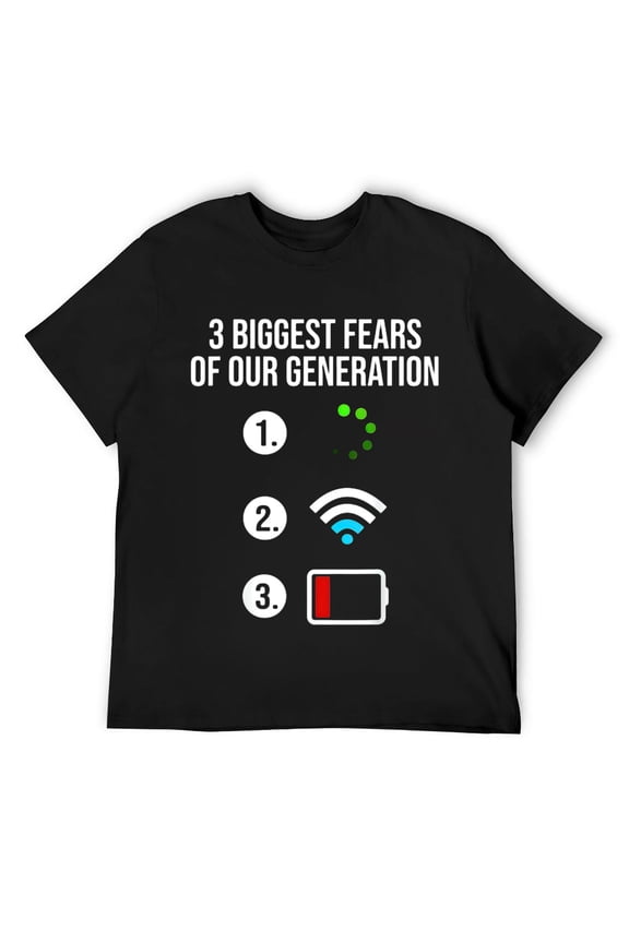 Mens Digital Age Fears Young Generation Funny Youth Problems Joke T-Shirt Black