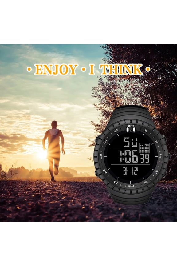 Mens Digital Sport Watch Outdoor Waterproof LED Electronic Luminous Military Wristwatch with Stopwatch Alarm 2.0 inches / 5.1 cm Case