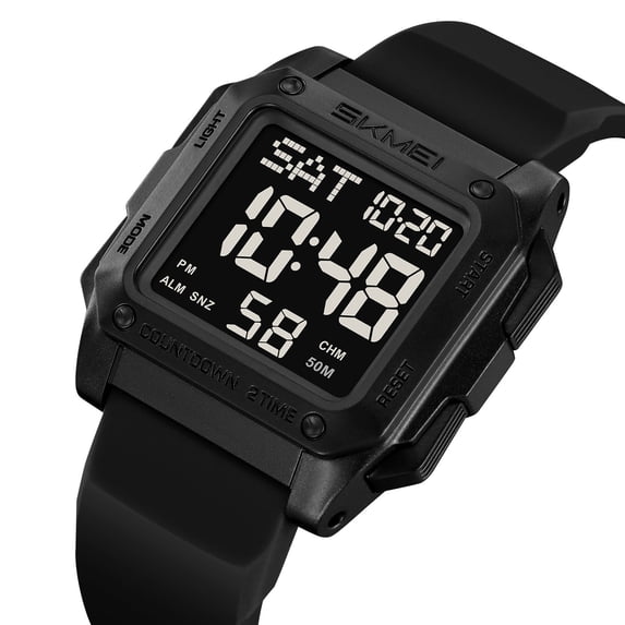 Mens Digital WatchThin Sports Waterproof Outdoor Screen Large Face Wrist Watches for Men with Back Light Alarm Date Stopwatch Suitable for Hiking Camping Running Swimming and Other Sports