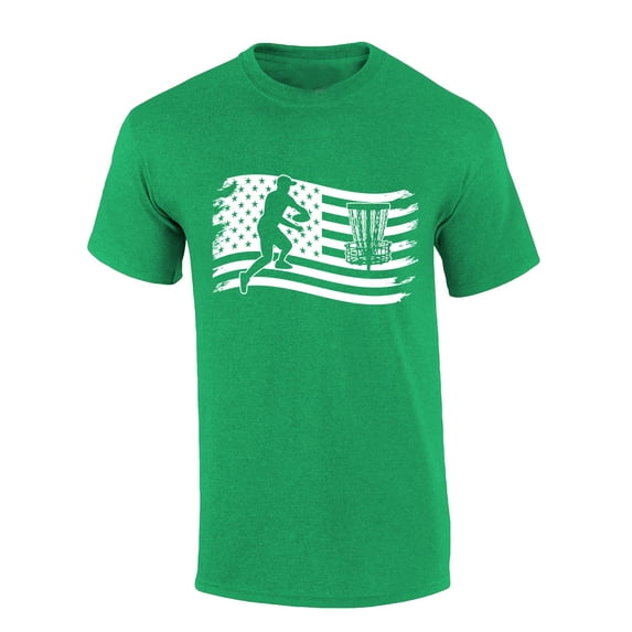 Mens Disc Golf Tshirt American Flag Disc Golf Short Sleeve T-shirt-Antique Irish Green-5xl
