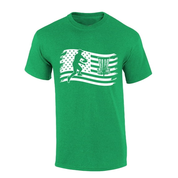Mens Disc Golf Tshirt American Flag Disc Golf Short Sleeve T-shirt-Antique Irish Green-6xl