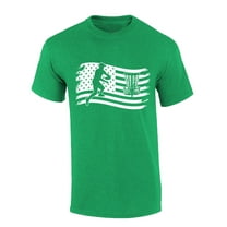 Mens Disc Golf Tshirt American Flag Disc Golf Short Sleeve T-shirt-Antique Irish Green-small