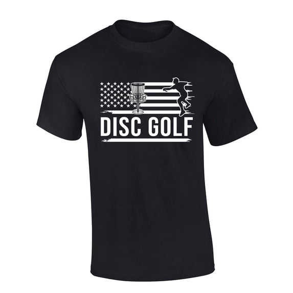 Mens Disc Golf Tshirt Disc Golf Flag Short Sleeve T-shirt-Black-small
