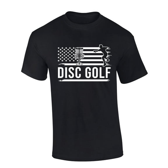 Mens Disc Golf Tshirt Disc Golf Flag Short Sleeve T-shirt-Black-xl