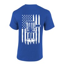 Mens Disc Golf Tshirt Disc Golf Vertical American Flag Back Design Short Sleeve T-shirt-Black-4xl