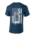 thumbnail image 1 of Mens Disc Golf Tshirt Disc Golf Vertical American Flag Back Design Short Sleeve T-shirt-Heather Navy-large, 1 of 4