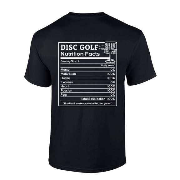 Mens Disc Golf Tshirt Funny Disc Golf Nutrition Flacts Short Sleeve T-shirt-Black-xxl